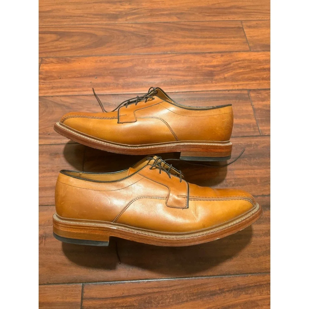 Allen Edmonds Hillcrest Tan Leather Bicycle Toe Derby Dress Shoes Mens 10.5 D